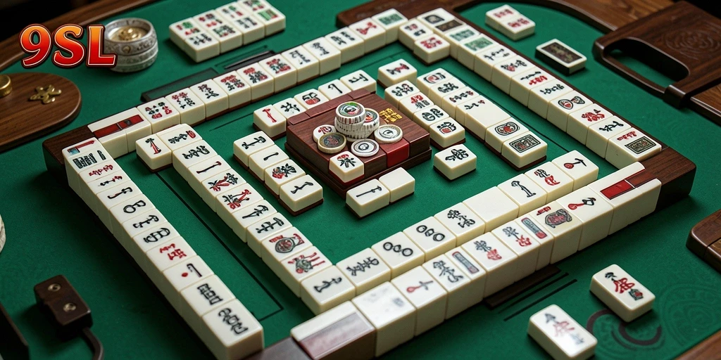 Screenshot permainan 9SL yang menunjukkan aksi gameplay Mahjong.