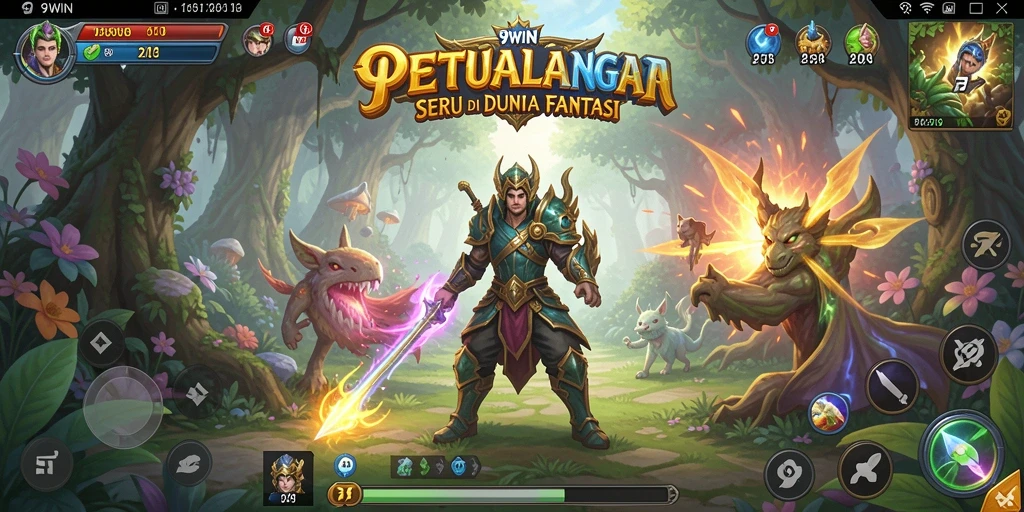 Screenshot gameplay 9WIN menunjukkan aksi seru dalam dunia petualangan.