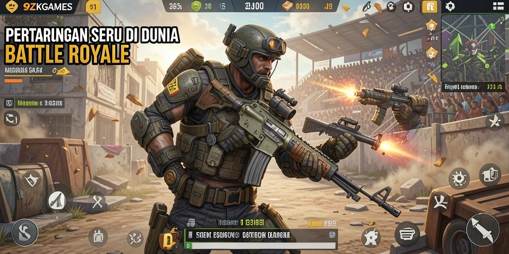 Tangkapan layar dari gameplay seru <strong>9ZKGAMES</strong> di arena Battle Royale.