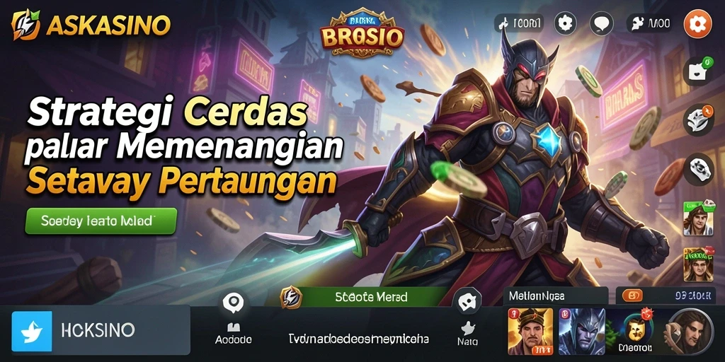 Screenshot menunjukkan aksi seru dalam pertempuran strategi di ASKASINO.