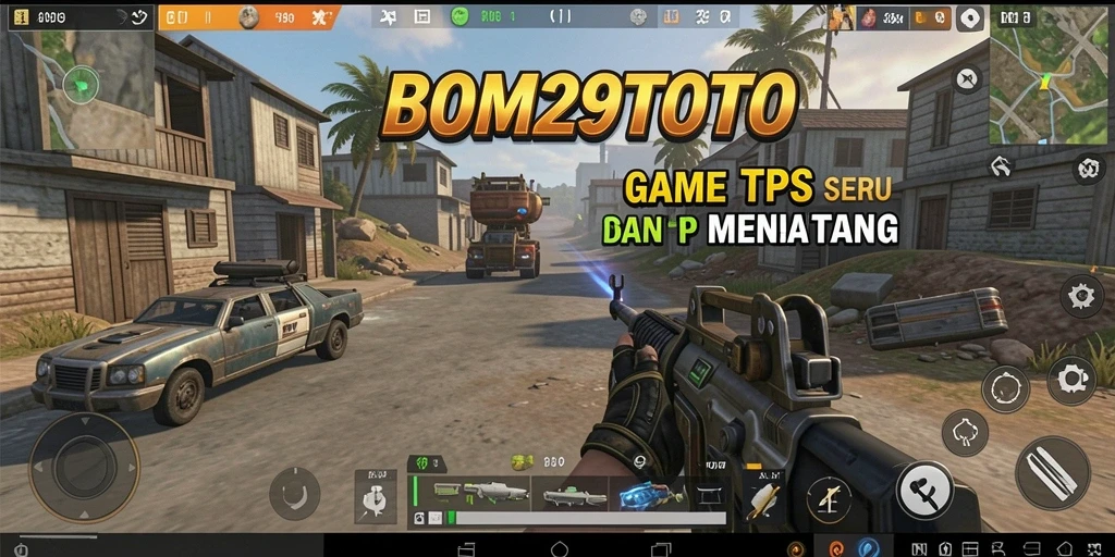 Tampilan gameplay seru dalam BOM29TOTO yang menampilkan aksi TPS.