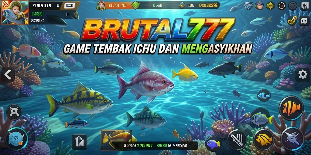Tampilan gameplay BRUTAL77 yang mendebarkan saat menembak ikan.