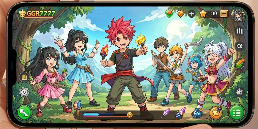 Screenshot gameplay GGR7777 dalam gaya Anime yang memukau.