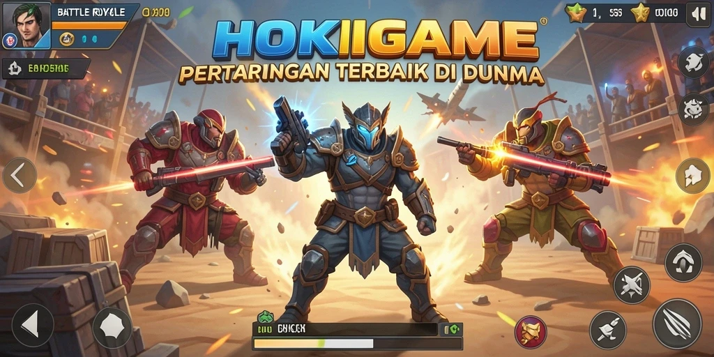Tangkapan layar HOKIGAME menunjukkan aksi seru dalam pertarungan Battle Royale.