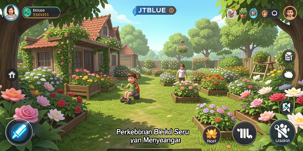 Tangkapan layar JTBLUE yang menunjukkan aktivitas berkebun yang menyenangkan.