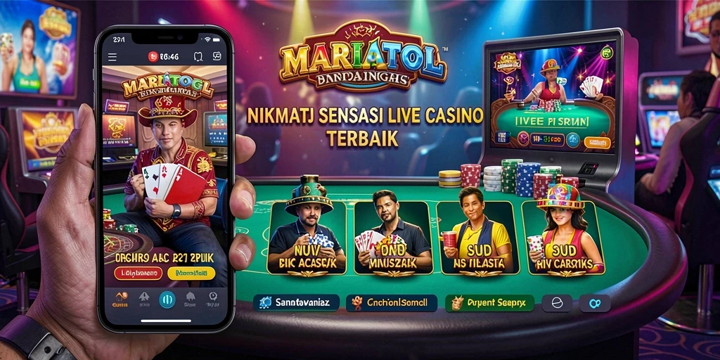 Tampilan gameplay MARIATOGL dengan dealer langsung dan suasana kasino.