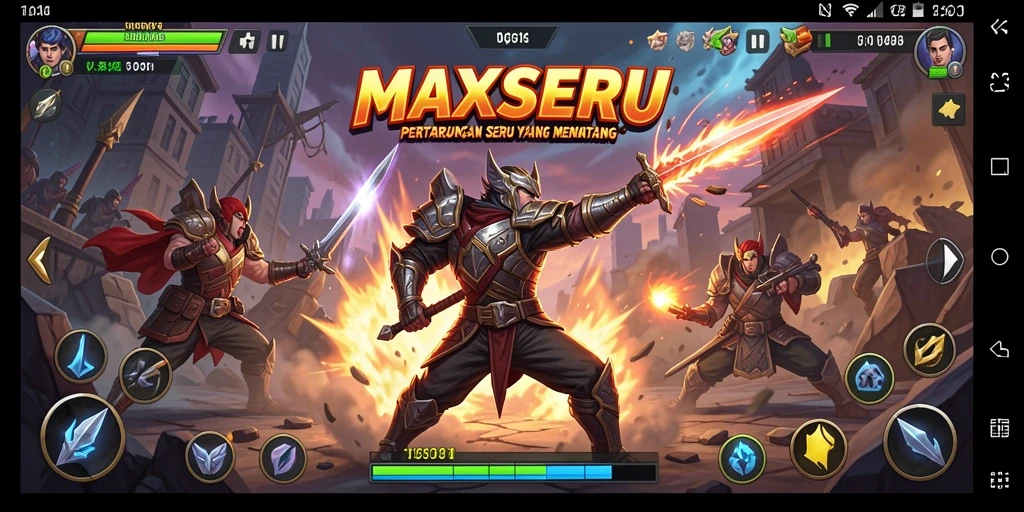 Gameplay seru dari MAXSERU dengan karakter bertarung.