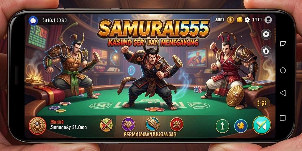 Screenshot gameplay SAMURAI555 menampilkan suasana kasino yang mengasyikkan.