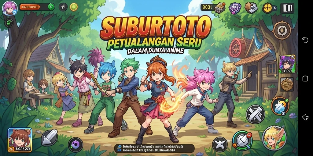 Tampilan gameplay SUBURTOTO dengan karakter anime yang memukau.